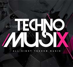 电子音乐传单模板：Flyer Techno Music Night